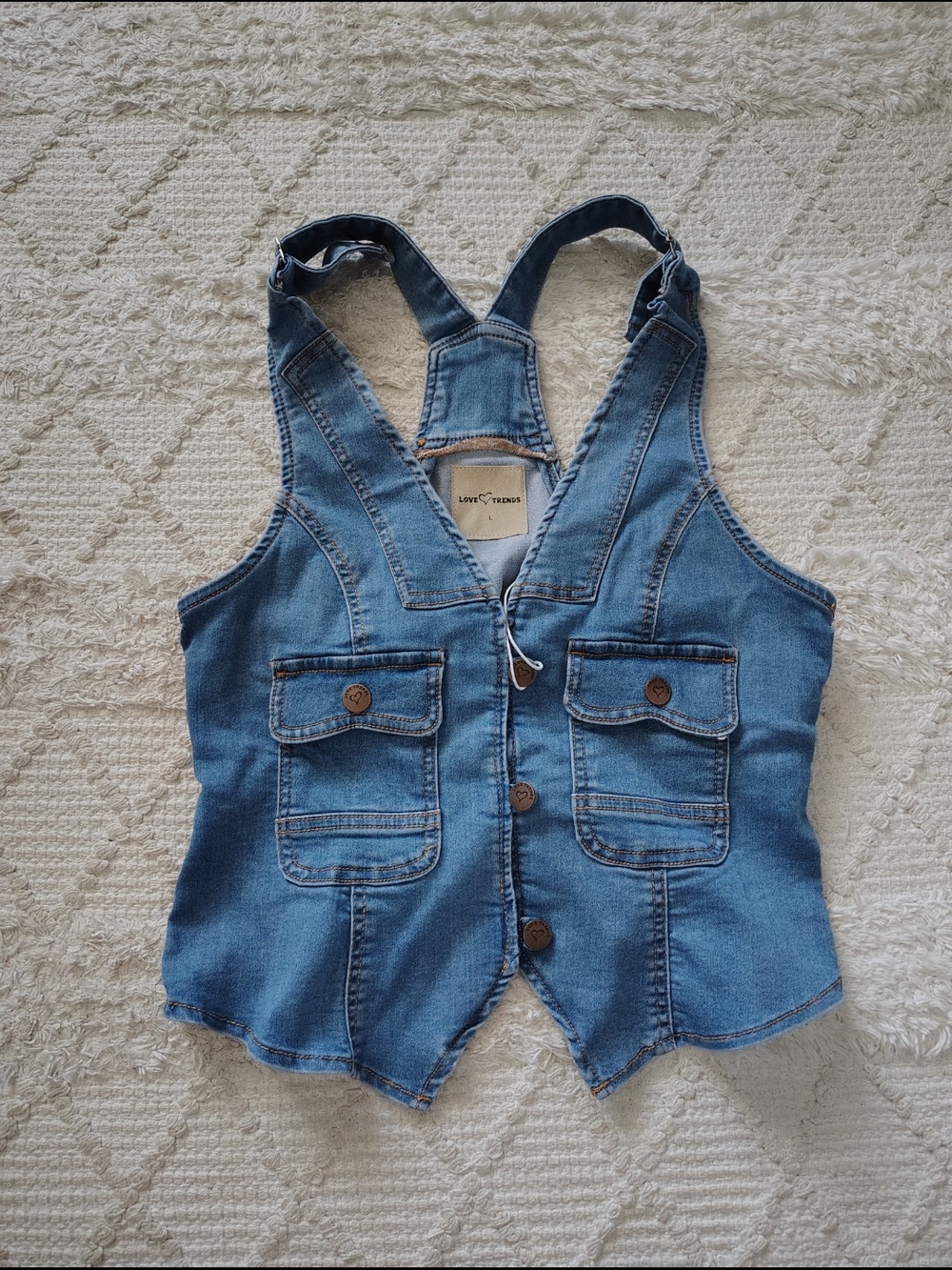 Light Blue Denim Vest with Front Pockets